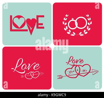 Happy valentines day cards with ornaments Illustration de Vecteur