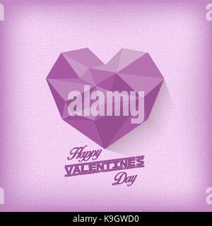 Vintage Valentines Day avec violet coeur géométrique Illustration de Vecteur