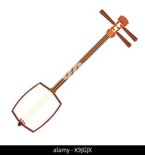 Vector illustration instrument traditionnel japonais sting shamisen. Illustration de Vecteur