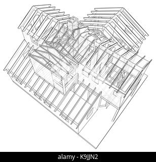 Chambre dessin dans vecteur. Les contours de la chambre. vecteur créé de 3d Illustration de Vecteur