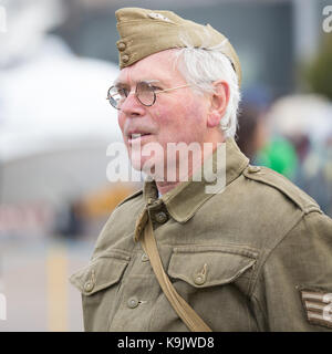 Cambridge, Royaume-Uni. Sep 23, 2017. En costume d'acteur de la bataille d'Angleterre à Duxford Air Show à Duxford, Royaume-Uni. Credit : Julian Elliott/Alamy Live News Banque D'Images