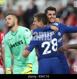 ALVARO MORATA CÉLÈBRE SA H STOKE CITY V CHELSEA STADE BET365 l'angleterre 23 septembre 2017 STOKE Banque D'Images