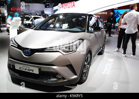 Toyota a présenté sa gamme hybride au salon de Francfort 2017 en Allemagne Banque D'Images