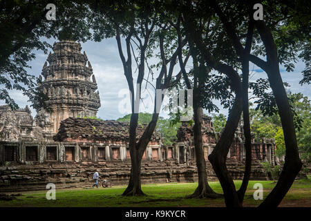 Vue d'ensemble, sanctuaire central, à Prasat Hin Phimai (Parc historique de Phimai), Phimai, province de Nakhon Ratchasima, Thaïlande Banque D'Images