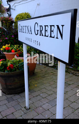 Gretna Green sign post - Ecosse Banque D'Images