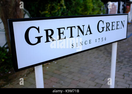 Gretna Green sign post - Ecosse Banque D'Images