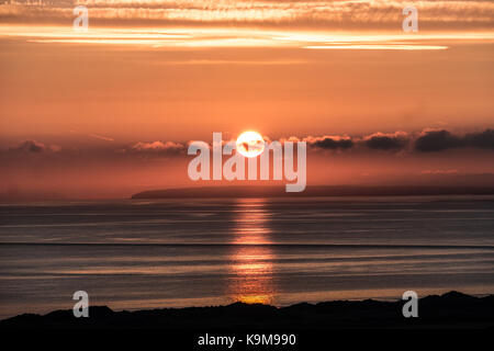 Coucher de soleil sur la péninsule de lleyn Banque D'Images