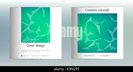 Modèle de brochure carré avec structure de l'atome et les particules moléculaires. Résumé fond polygonales. La médecine, la science et la technologie concept. Vector illustration. Illustration de Vecteur