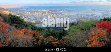 Vue aérienne de la ville de Kobe du mont maya en saison d'automne, le Japon Banque D'Images