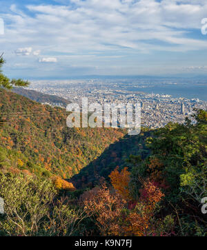 Vue aérienne de la ville de Kobe du mont maya en saison colorée, Japon Banque D'Images