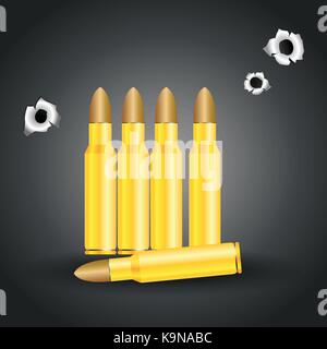 Les balles d'armes nucléaires et trous de balle isolé sur fond gris illustration vectorielle. Illustration de Vecteur