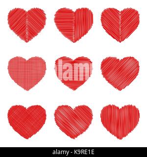 Crosshatching jeu valentines Illustration de Vecteur