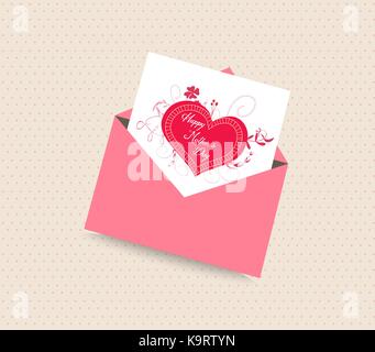 Happy mothers day card avec enveloppe coeur Illustration de Vecteur