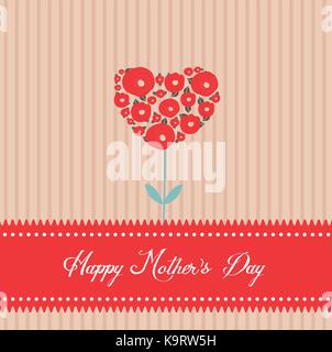 Happy mothers day tree coeur carte de souhaits Illustration de Vecteur