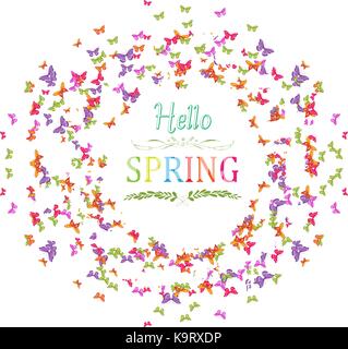 Printemps avec la guirlande de papillons Illustration de Vecteur