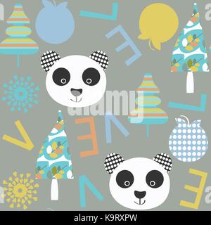 Enfants panda motif transparente. Il est situé dans le menu image vectorielle, swatch Illustration de Vecteur