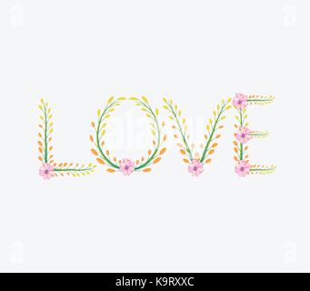 Floral royal mot amour peintes à l'aquarelle Illustration de Vecteur