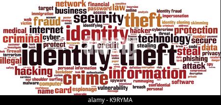 Le vol d'identité mot concept cloud. vector illustration Illustration de Vecteur