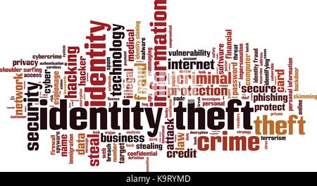 Le vol d'identité mot concept cloud. vector illustration Illustration de Vecteur