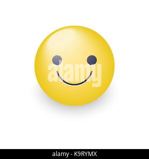 Cartoon vector jaune légèrement souriant visage. smiling fun avec bonne humeur. emoticon sourire heureux pour les applications et l'icône de chat. la joie de l'émotion. Illustration de Vecteur