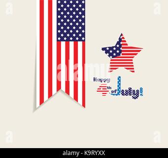 Drapeau américain pour l'indépendance day label Illustration de Vecteur