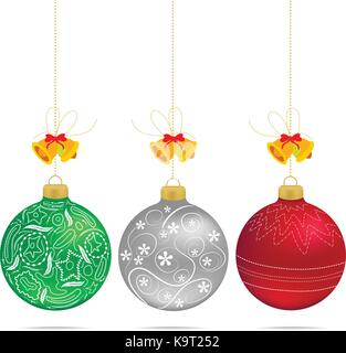 Boules de Noël multicolore avec des arcs isolé Illustration de Vecteur