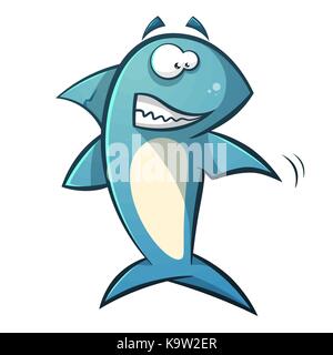 Ligne noire cartoon shark illustration. Illustration de Vecteur