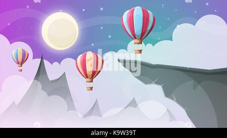 Montagne paysage. l'air ballon. Illustration de Vecteur