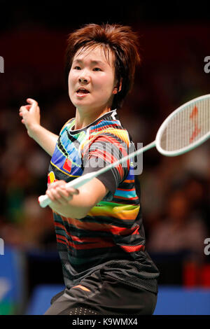 Tokyo Metropolitan gymnasium, Tokyo, Japon. 29Th sep 2017. Il bingjiao (RCS), le 23 septembre 2017 - Badminton : Daihatsu Japon yonex open 2017 dames en demi-finale à Tokyo Metropolitan gymnasium, Tokyo, Japon. crédit : yohei osada/aflo sport/Alamy live news Banque D'Images