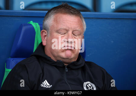 CHRIS WILDER SHEFFIELD UNITED FC MANAGER HILLSBOROUGH SHEFFIELD ANGLETERRE 24 Septembre 2017 Banque D'Images