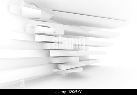 Résumé fond blanc cg. intérieur avec des rayures, motif croisé rendu 3d illustration avec effet double exposition Banque D'Images