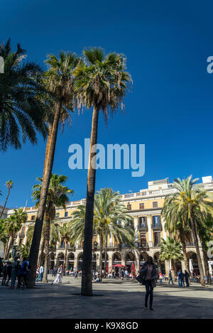 Plaza Real célèbre dans le centre de Barcelone Las Ramblas vieille ville espagne Banque D'Images