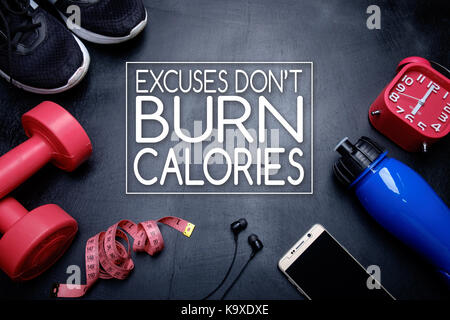 Des excuses ne brûlez pas les calories. fitness motivational quotes. Banque D'Images