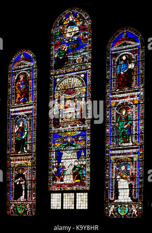 Cappella Tornabuoni. Santa Maria Novella 1221 Eglise et Cloître de l'église dominicaine Principal Florence Italie ( les vitraux ont été conçus par Ghirlandaio (1449-1494) , mais ils sont l'œuvre d'Alessandro Agolanti (1443-1516). ) Banque D'Images