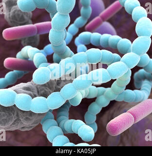 Close-up de bactéries dans la bouche qui peut causer l'halitose ou mauvaise haleine. 3d illustration Banque D'Images