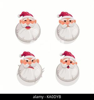 Les expressions du visage du Père Noël ensemble. vector illustration. Illustration de Vecteur