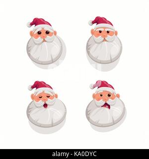 Les expressions du visage du Père Noël ensemble. vector illustration. Illustration de Vecteur