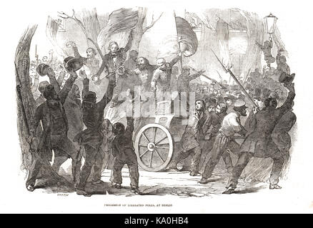 Libéré des prisonniers polonais, ont défilé à Berlin, 1848 Banque D'Images