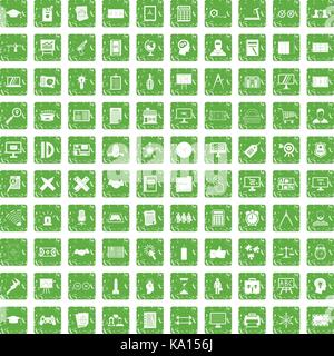 Plan 100 icons set grunge green Illustration de Vecteur