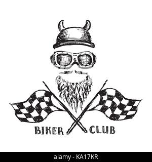 Tatouage ou de l'emblème des motards,logo , hand drawn design. vector illustration Illustration de Vecteur