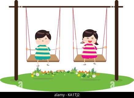 Les enfants on swing Illustration de Vecteur