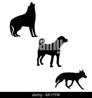 Trois silhouettes d'animaux logo Illustration de Vecteur