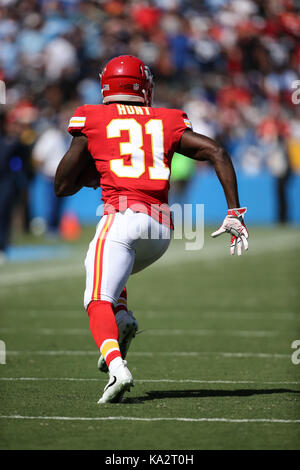 Carson, ca. Sep 24, 2017. Kansas City Chiefs running back Akeem Hunt # 31runing sur le champ dans la NFL Kansas City Chiefs vs Los Angeles Chargers à Stubhub Center de Carson, ca le 24 septembre 2017. (Photographe complète absolue & Company Crédit : Jevone MarinMedia.org/Cal Moore/Sport Media Network Television (veuillez contacter votre représentant des ventes pour l'utilisation de la télévision. Credit : csm/Alamy Live News Banque D'Images