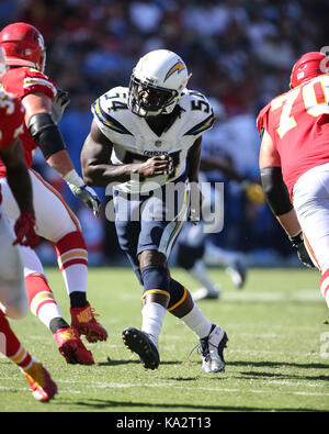 Carson, CA. 30th Sep, 2018. Los Angeles Chargers wide receiver Keenan Allen  (13) reaching for a first down during the NFL San Francisco 49ers vs Los  Angeles Chargers at the Stubhub Center