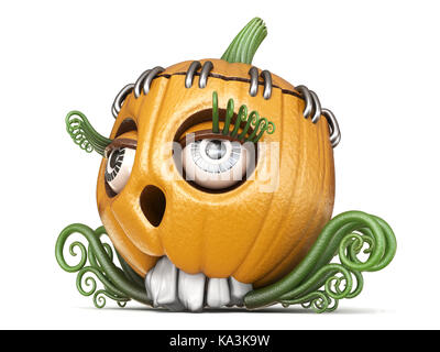 Halloween citrouille Jack o lantern dame de rendu 3d illustration isolé sur fond blanc Banque D'Images