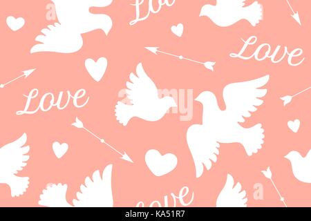 Avec motif transparent white love doves Illustration de Vecteur