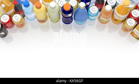 Groupe de divers rafraîchissements isolated on white Banque D'Images