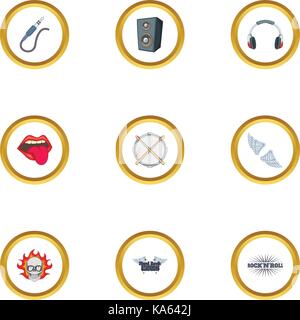 Rockstar icons set, cartoon style Illustration de Vecteur