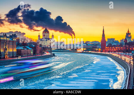 L'hiver dans la ville de Moscou Banque D'Images