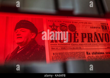 Tchécoslovaquie communiste. Portrait de Klement Gottwald en février 1948 Premier président communiste (1948-1953) dans rude Pravo communiste Party News Banque D'Images